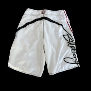90's Billabong Mens Board Shorts White Black Swim Trunks Size 32